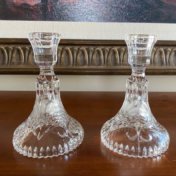5” Crystal Candlesticks with Round Base